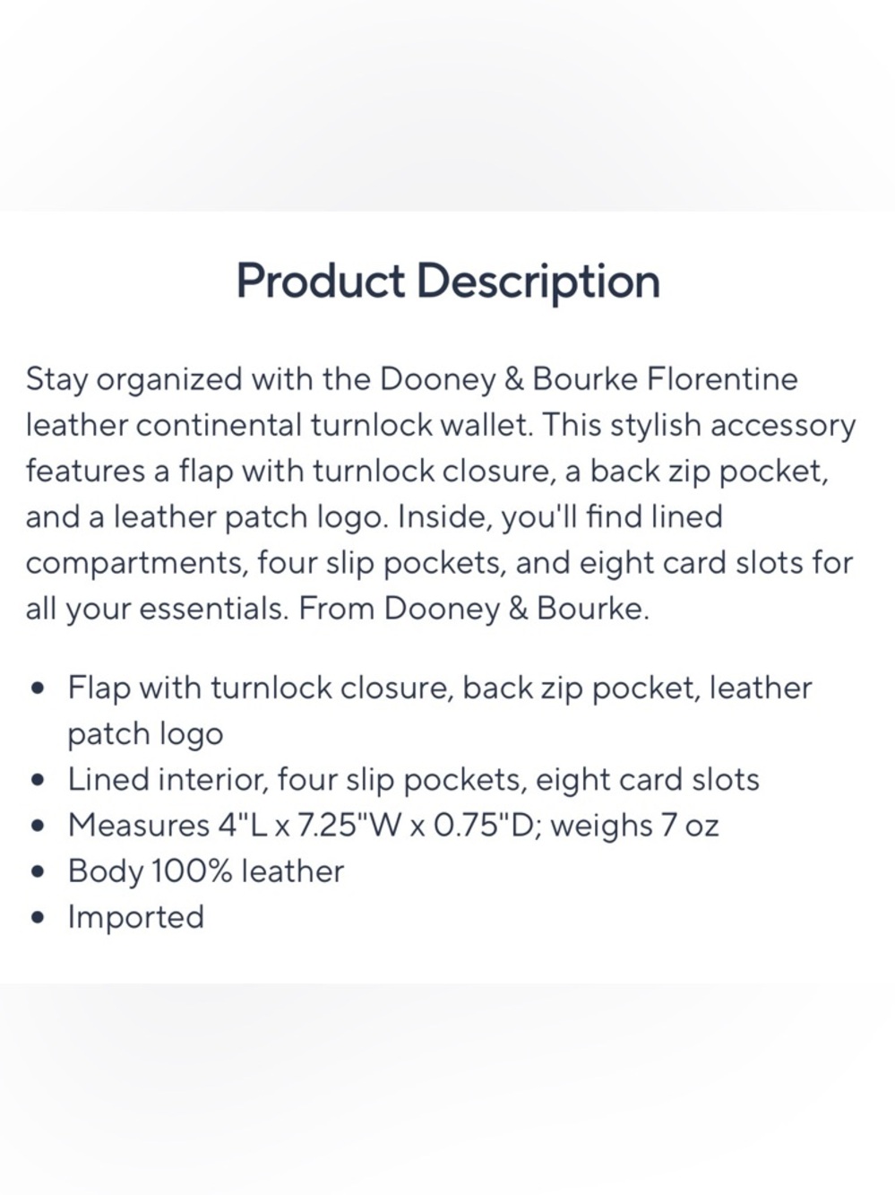 Dooney & Bourke Florentine Leather Continental Turnlock Wallet in Ecru - Picture 13 of 13